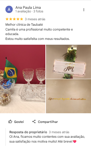 Avaliação 5 estrelas no Google de Ana Paula Lima