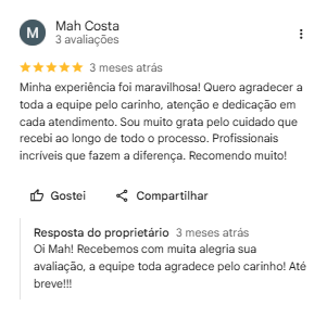 Avaliação 5 estrelas no Google de Mah Costa