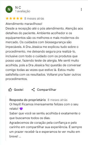 Avaliação 5 estrelas no Google de N.C.