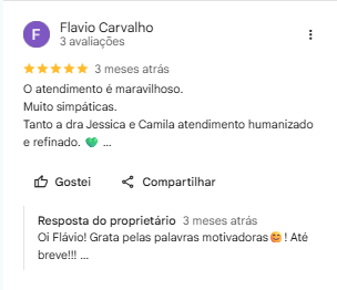 Avaliação 5 estrelas no Google de Flavio Carvalho